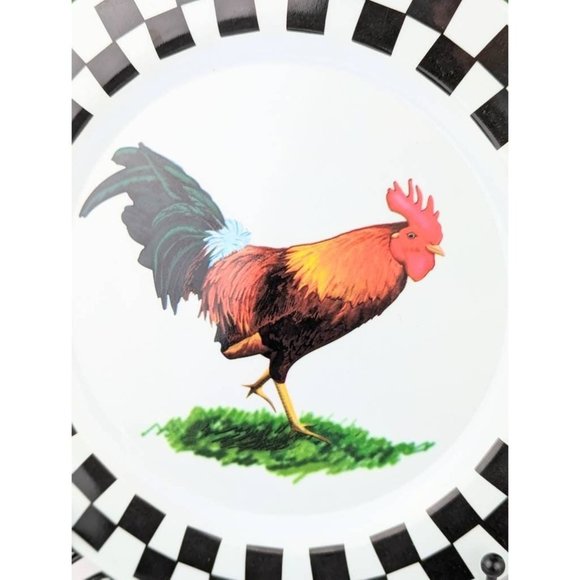 5 PC Melamine Rooster Dinnerware Set Vtg Rooster Chicken Plates Bowl Cup Saucer - Picture 2 of 9